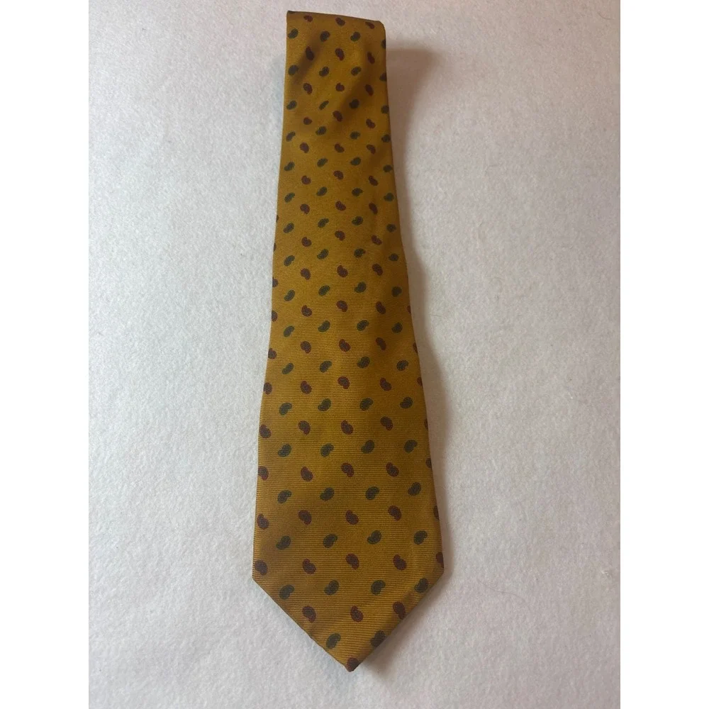 Brooks Brothers Silk Tie Mens OS Gold New Paisley Makers Printed In Italy USA